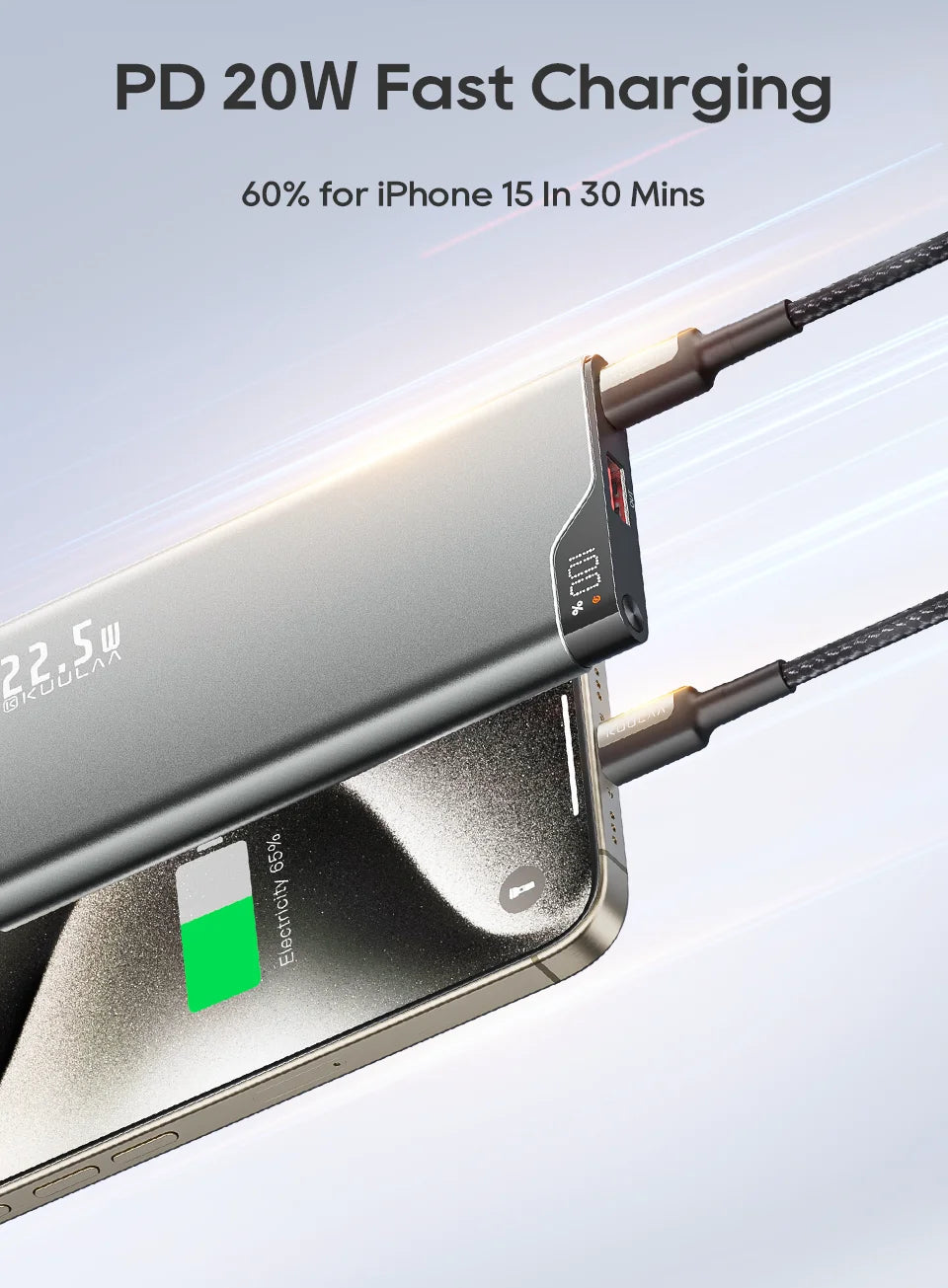 KUULAA 22.5W Power Bank – 10000mAh Fast Charging Portable Charger